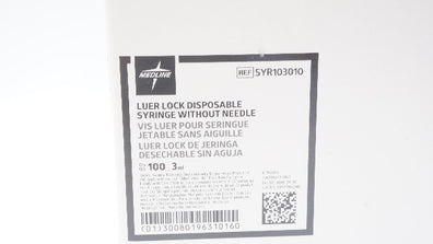 Medline SYR103010 3ml Luer Lock Disposable Syringe w/o Ndle - Box of 100
